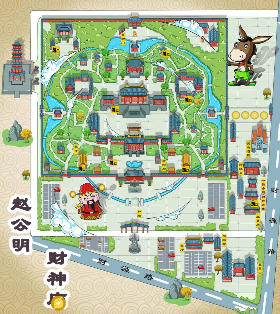 周村寺庙类手绘地图